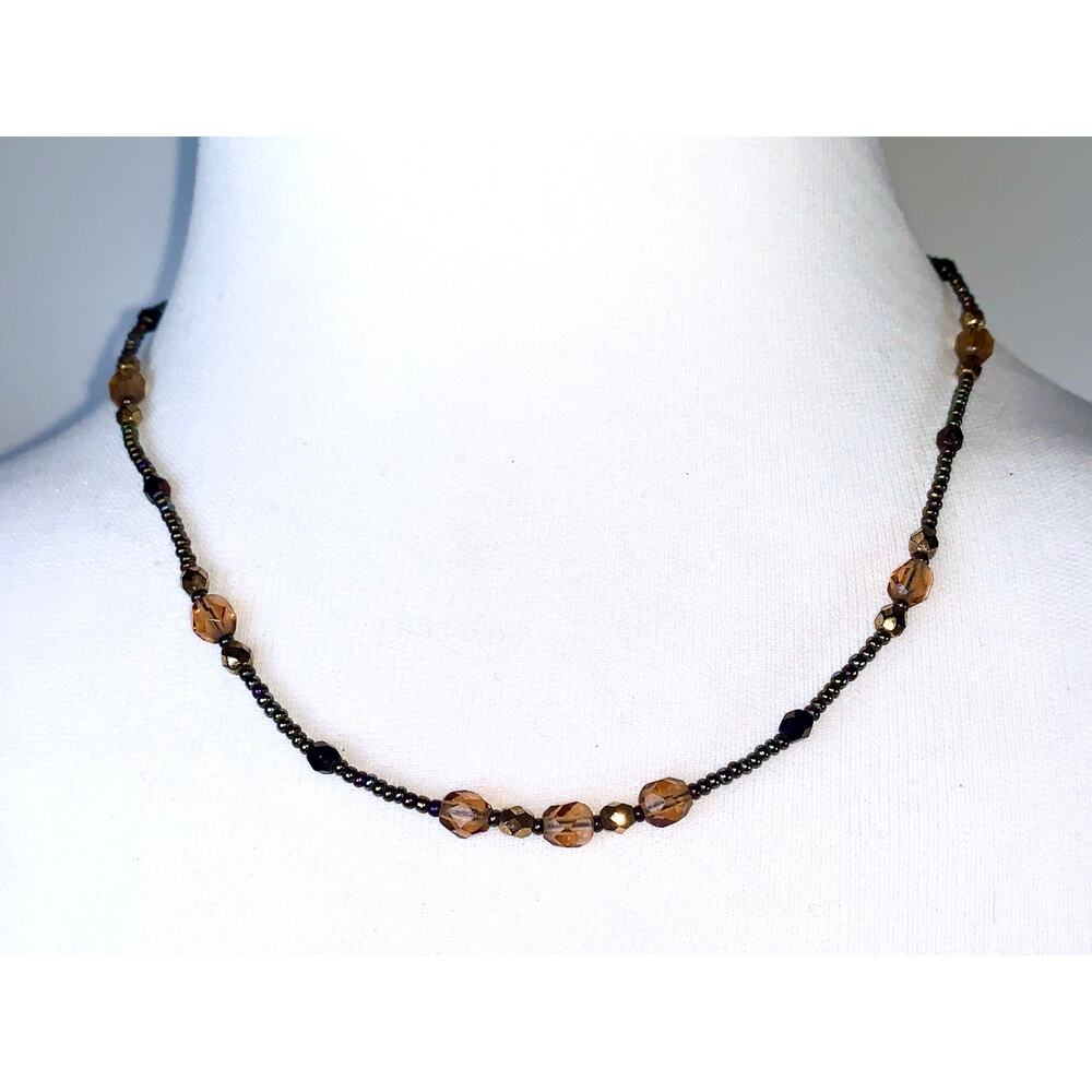 Vintage Robert Rose Earth Tone Dainty Beaded Choker Necklace